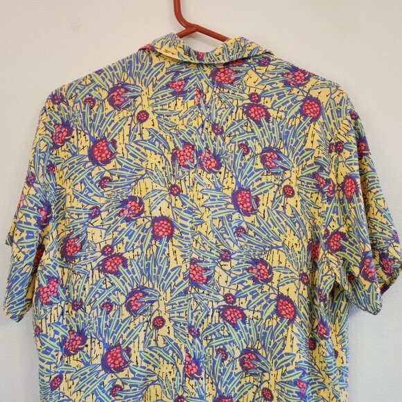 Flax By Jeanne Engelhart Hawaian Print Button Down Shirt Women M Tropical Resort - Picture 9 of 12